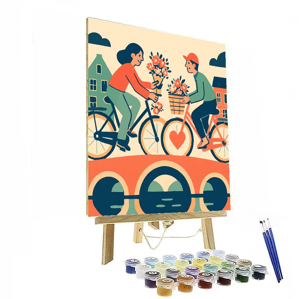 Canal Bridge Bicycle Valentines Day Route paint by numbers