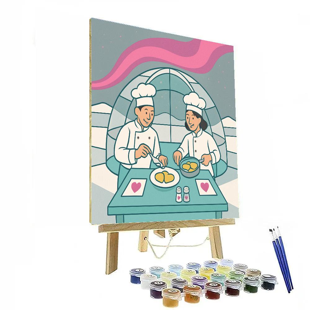 Aurora Igloo Valentines Day Supper paint by number