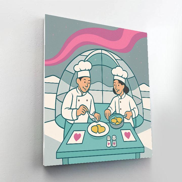 Aurora Igloo Valentines Day Supper paint by number