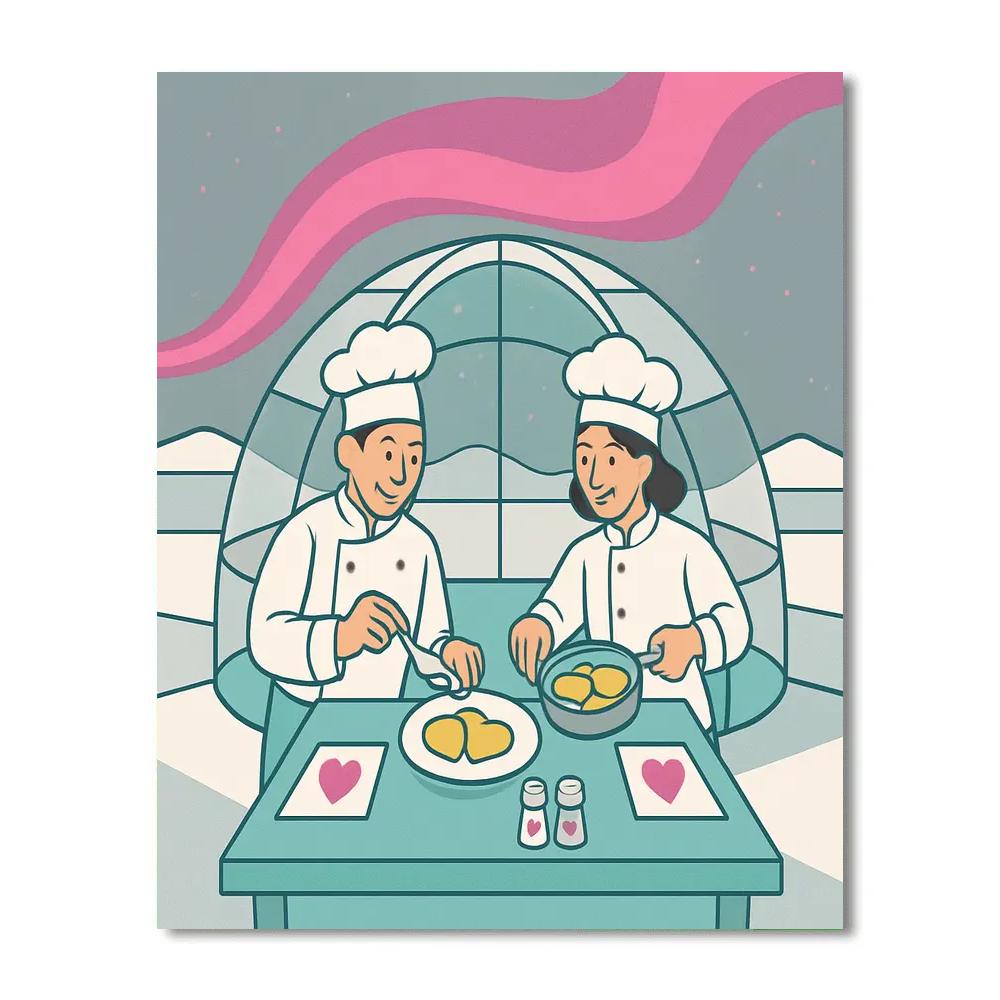 Aurora Igloo Valentines Day Supper paint by number