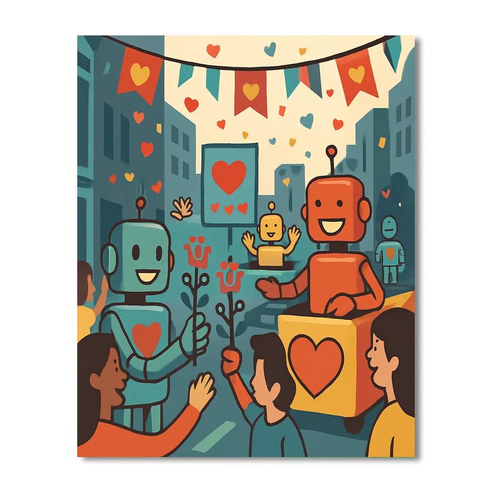 Bot Parade For Valentines Day paint by number
