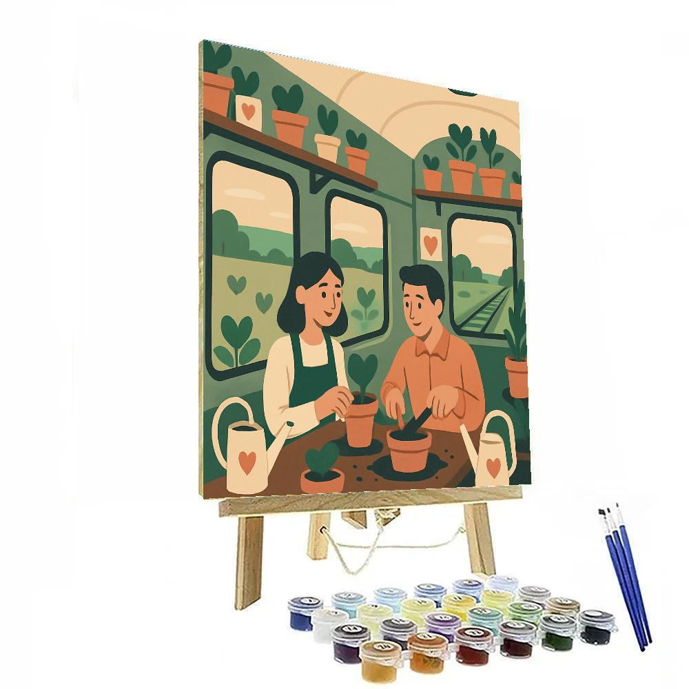 Greenhouse Train Car Valentines Day DIY paint by numbers