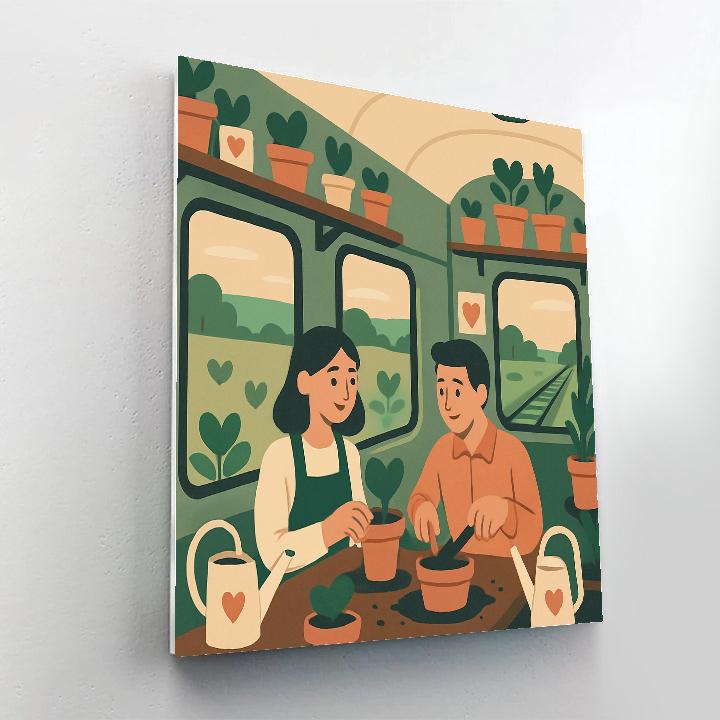 Greenhouse Train Car Valentines Day DIY paint by numbers