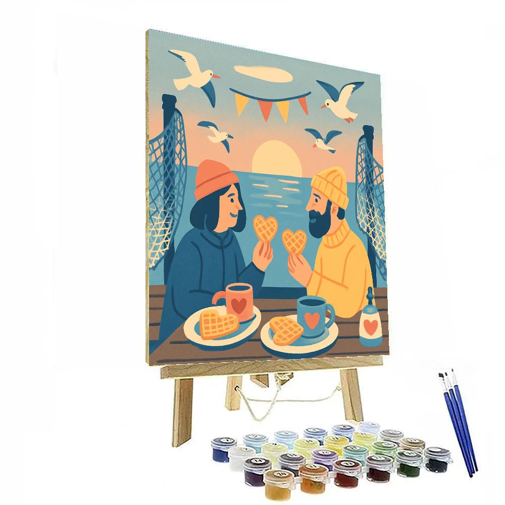 Harbor Breakfast Valentines Day Catch paint by color