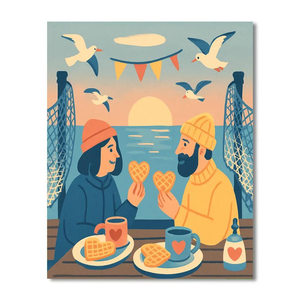 Harbor Breakfast Valentines Day Catch paint by color