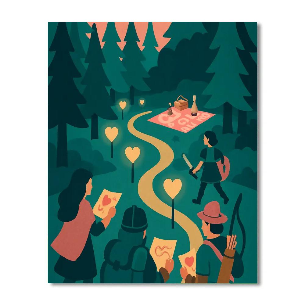 Lantern Forest Valentines Day Quest DIY paint by numbers