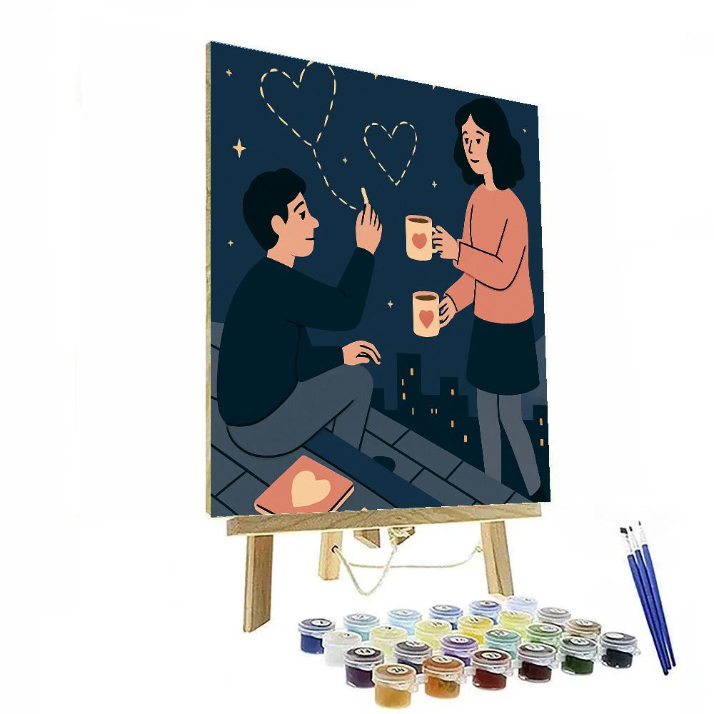 Stargazer Balcony Valentines Day Sketch paint by numbers