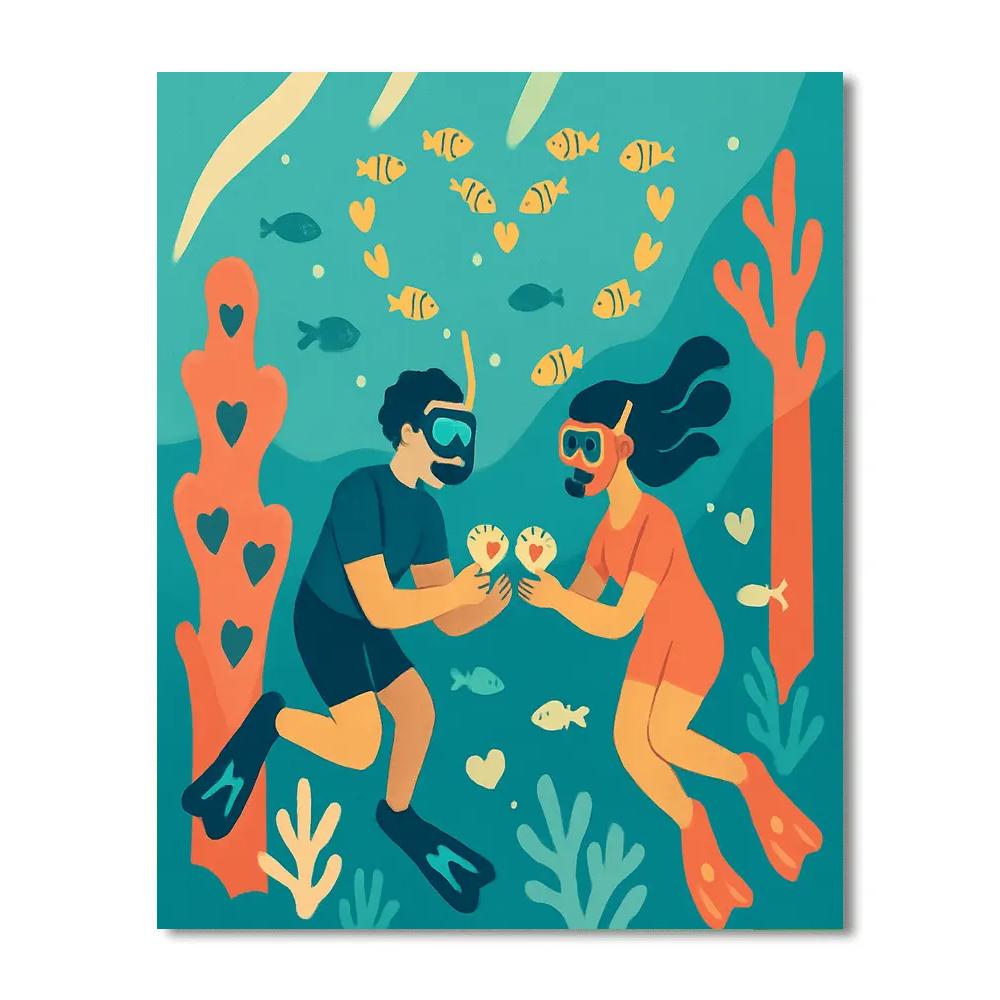 Coral Reef Promenade Valentines Day paint by number