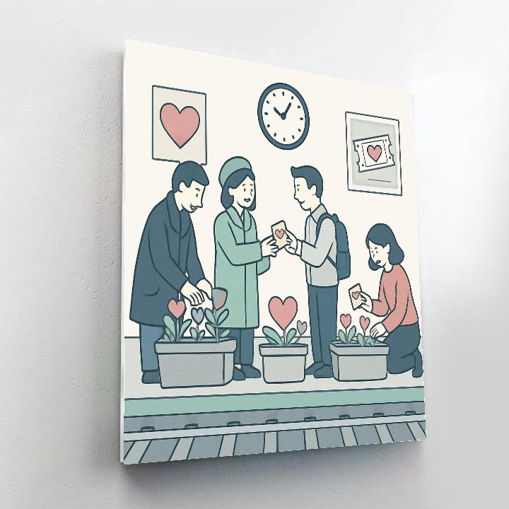 Railway Garden Platform Valentines Day paint by numbers