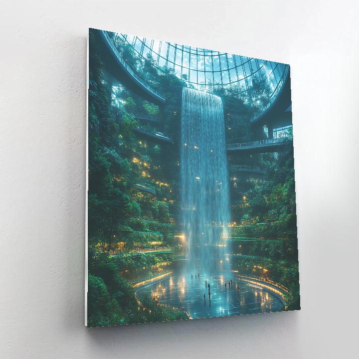 Jewel Changi Rain Vortex At Twilight Singapore Numbered painting kits