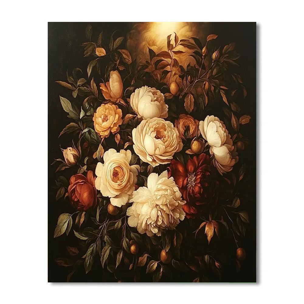 Caravaggio Inspired Nebula Bloom Chiaroscuro paint by number