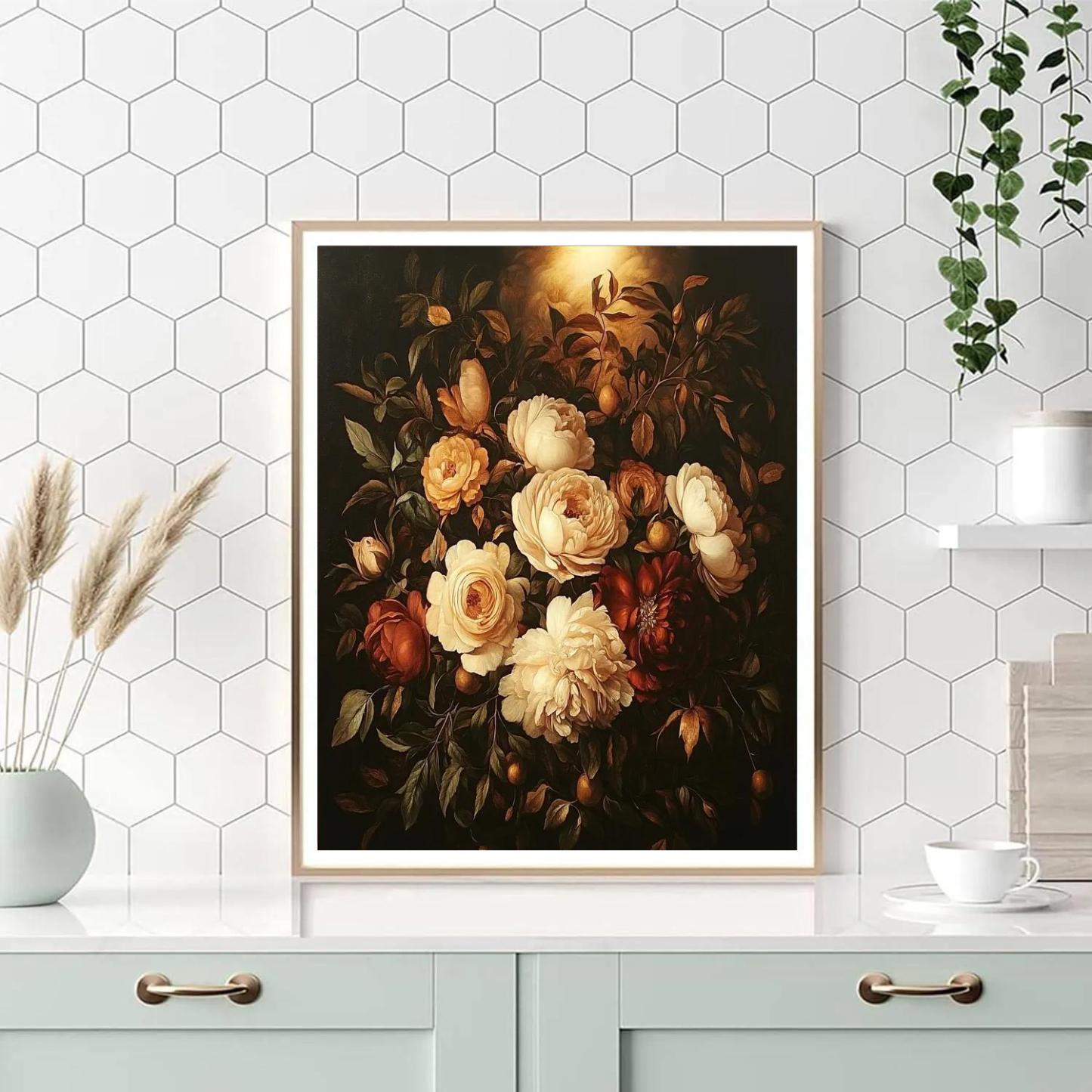 Caravaggio Inspired Nebula Bloom Chiaroscuro paint by number