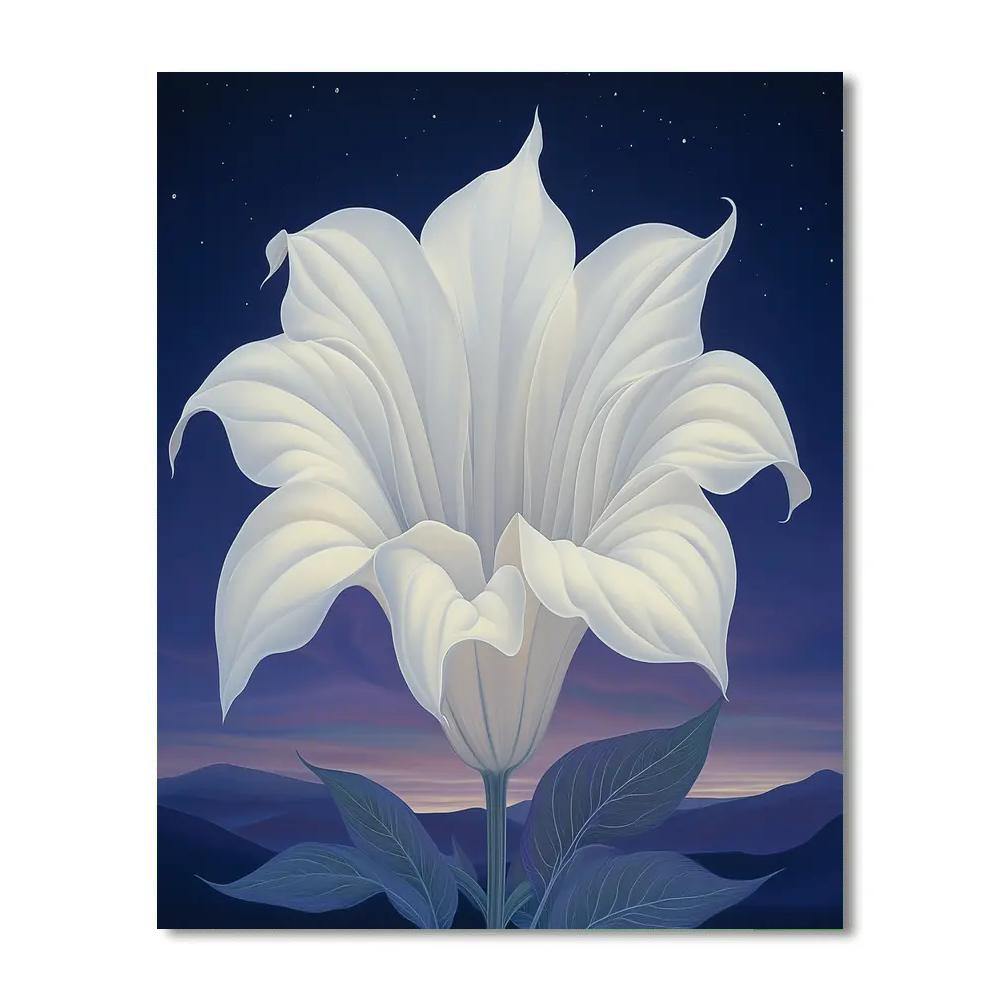 Georgia O’Keeffe Inspired Moonlit White Datura Bloom Painting by numbers kit
