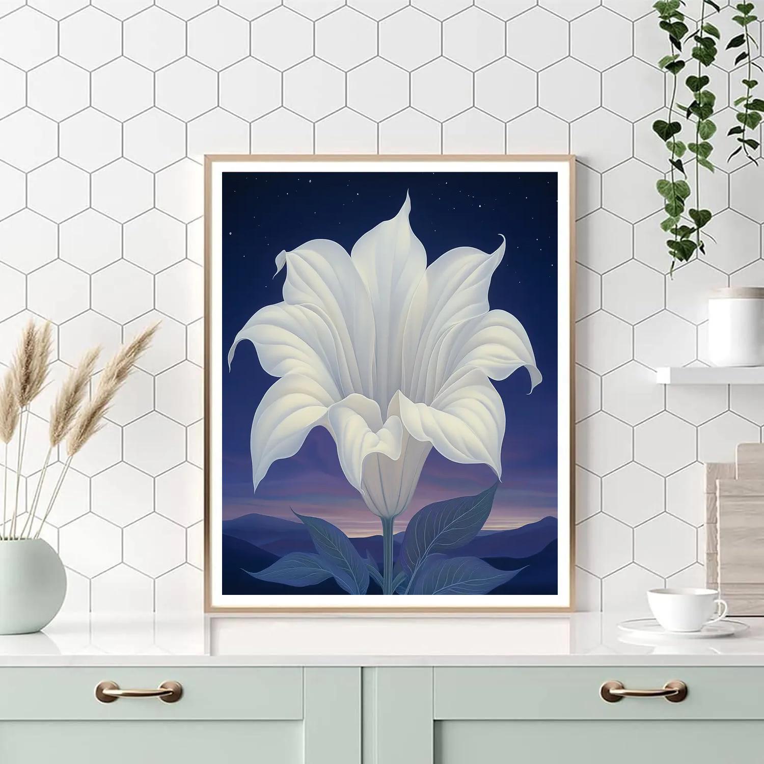Georgia O’Keeffe Inspired Moonlit White Datura Bloom Painting by numbers kit