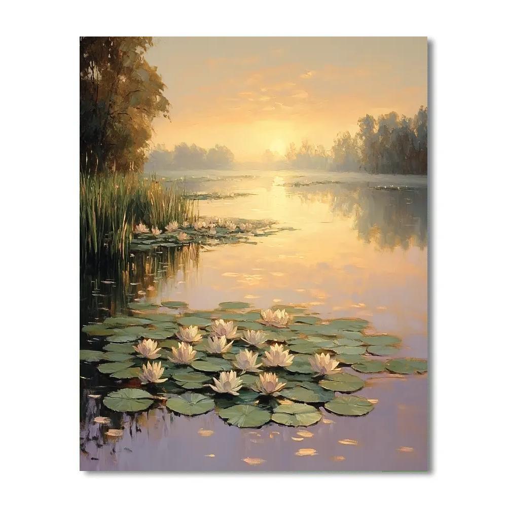 Claude Monet Inspired Water Lilies And Morning Mist paint by numbers