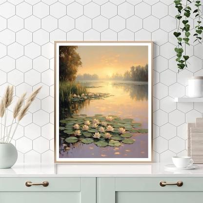 Claude Monet Inspired Water Lilies And Morning Mist paint by numbers