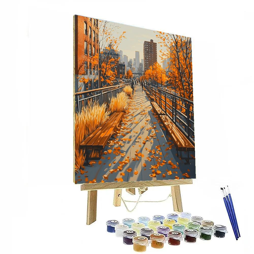 The High Line Autumn Walk New York City United States painting number kit