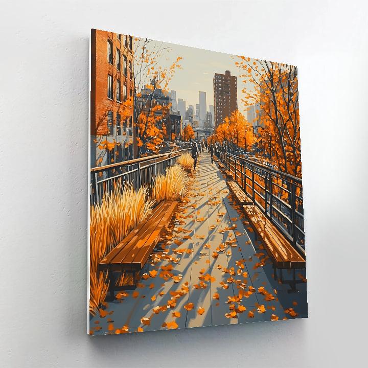 The High Line Autumn Walk New York City United States painting number kit