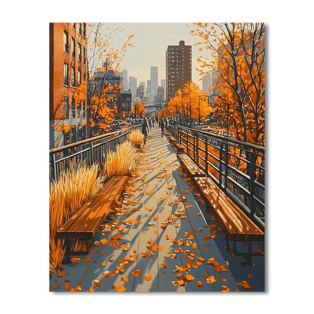 The High Line Autumn Walk New York City United States painting number kit