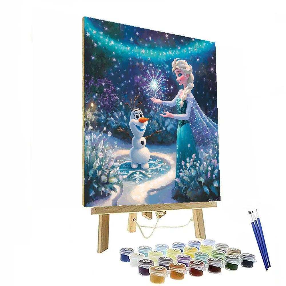 Elsa And Olaf Aurora Ice Garden Paint by numbers art
