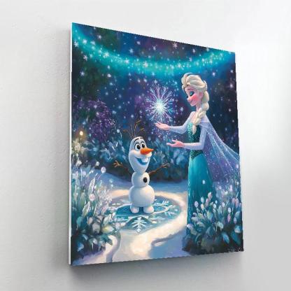 Elsa And Olaf Aurora Ice Garden Paint by numbers art