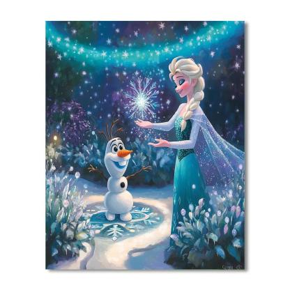Elsa And Olaf Aurora Ice Garden Paint by numbers art