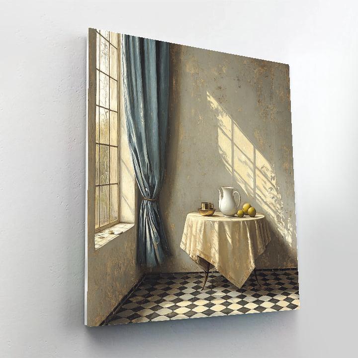 Johannes Vermeer Inspired Lapis Curtain And Pearled Pitcher By North Window Paint by numbers kits