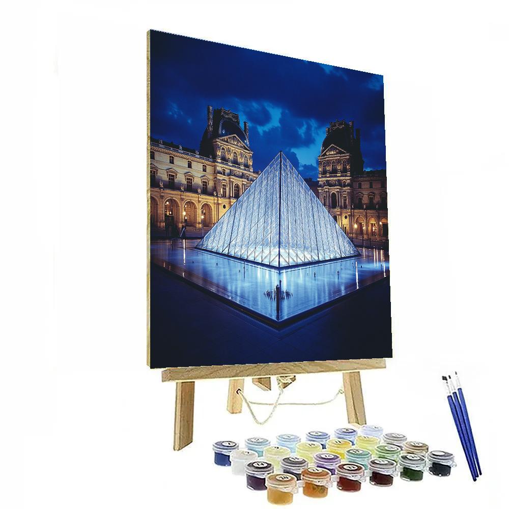 Louvre Pyramid Night Reflections Paris France Paint by numbers art