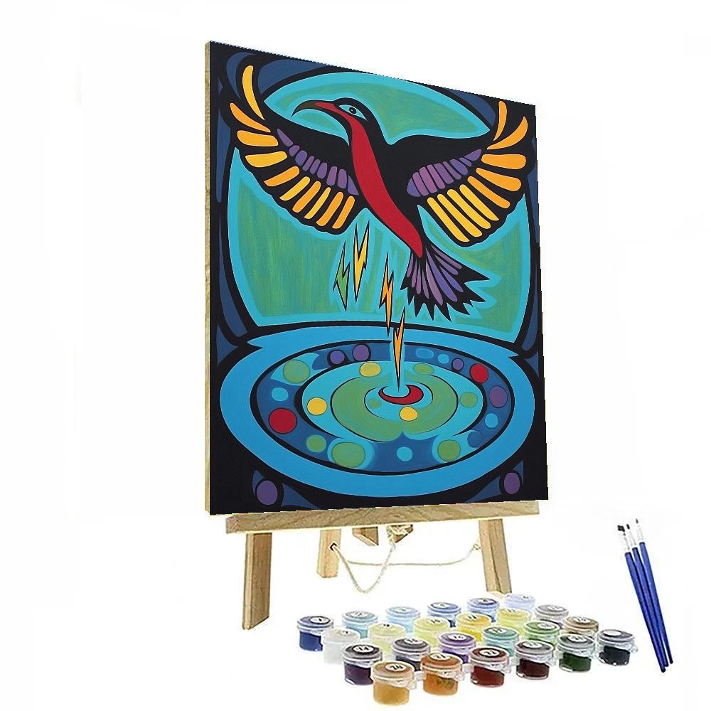 Norval Morrisseau Inspired Thunderbird Over The Spirit Lake Painting by numbers kit