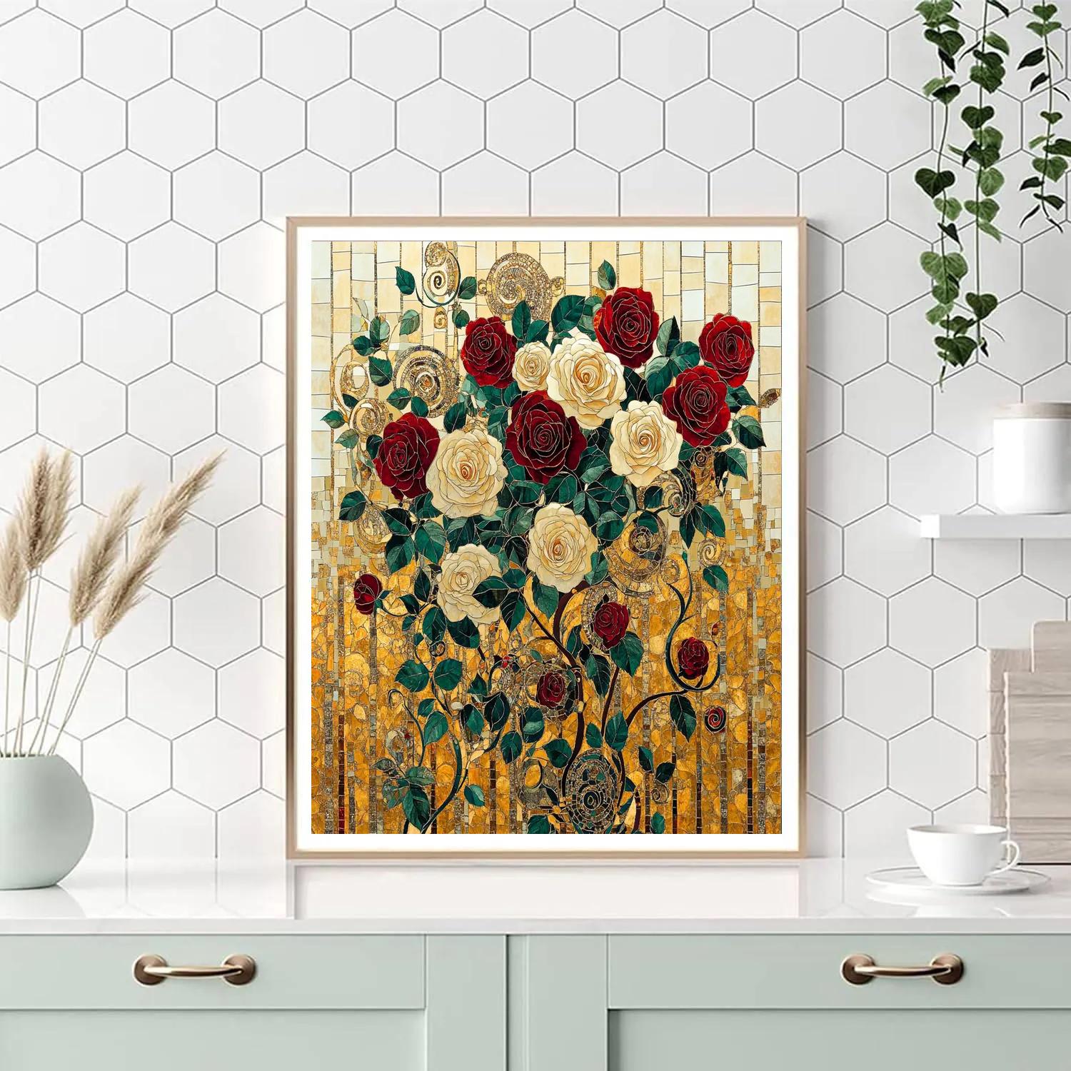 Gustav Klimt Inspired Golden Rose Garden Painting by numbers kit