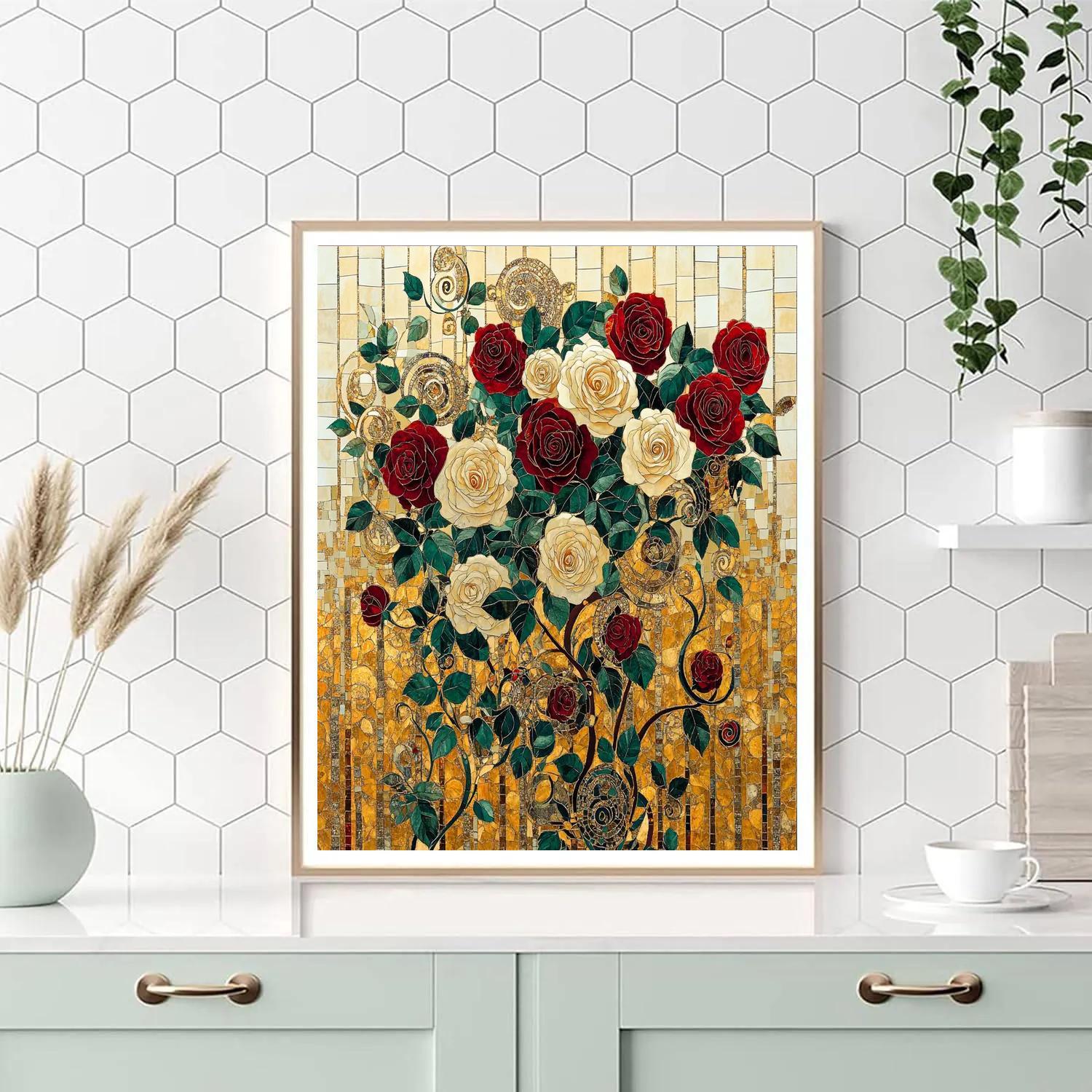 Gustav Klimt Inspired Golden Rose Garden Painting by numbers kit