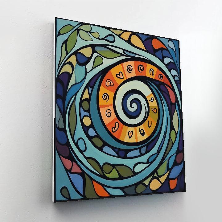 Norval Morrisseau Inspired Salmon Spiral Of River Memory Number painting