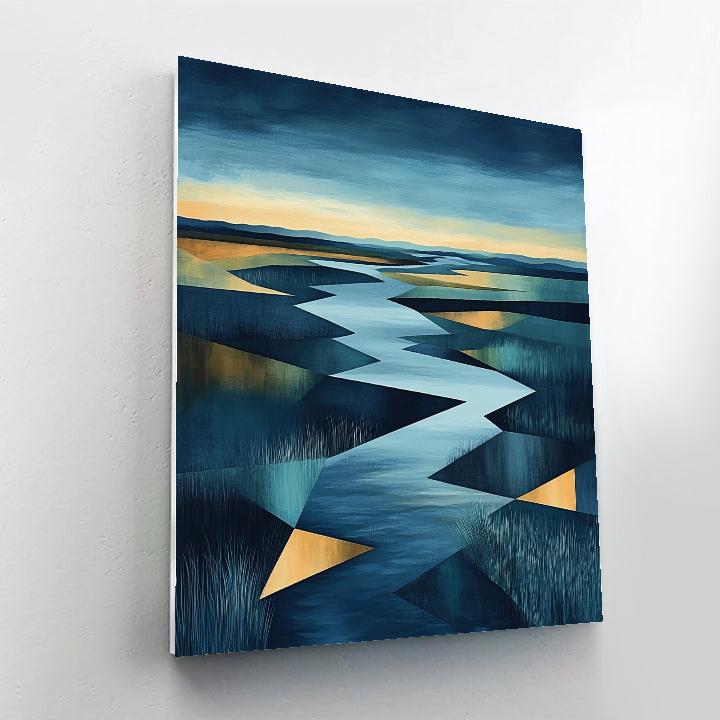 Pablo Picasso Inspired Faceted River Delta At Dusk painting number kit