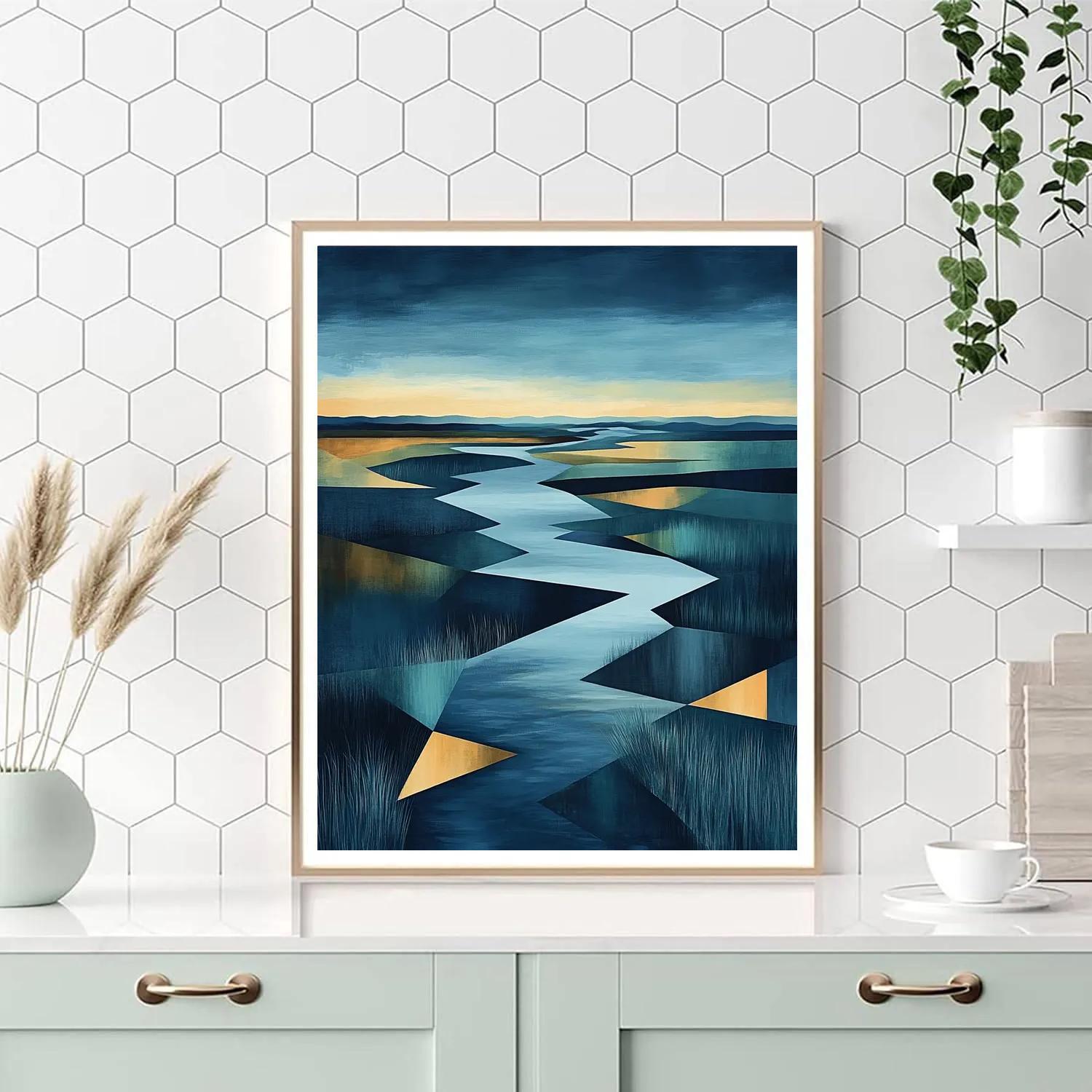 Pablo Picasso Inspired Faceted River Delta At Dusk painting number kit