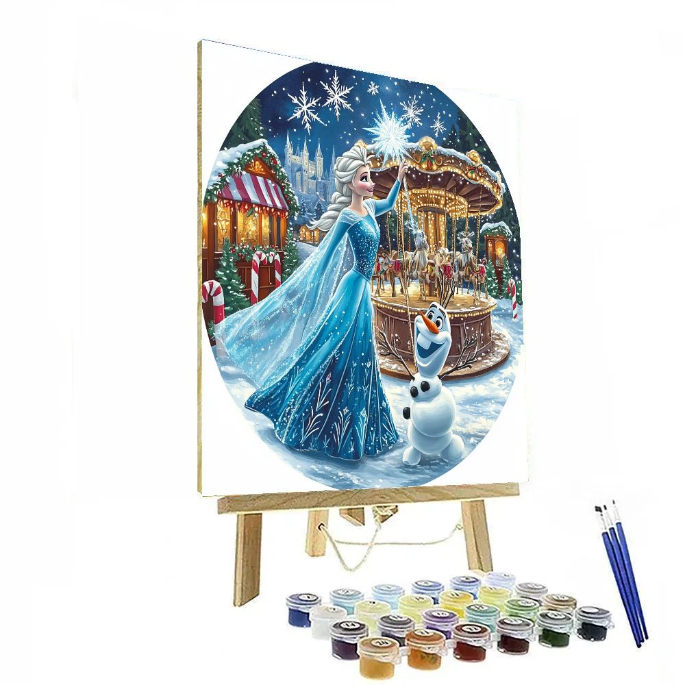 Elsa And Olaf Build A Snowflake Carousel In Arendelle Square Painting by numbers kit