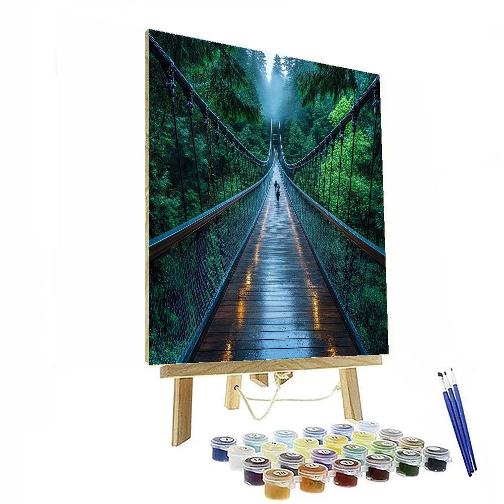 Capilano Suspension Bridge In Mist Vancouver Canada painting number kit