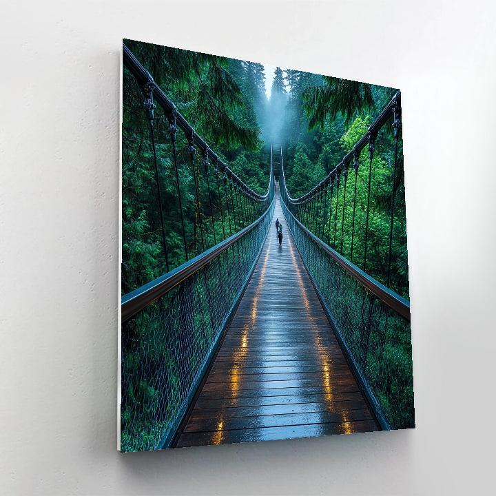 Capilano Suspension Bridge In Mist Vancouver Canada painting number kit