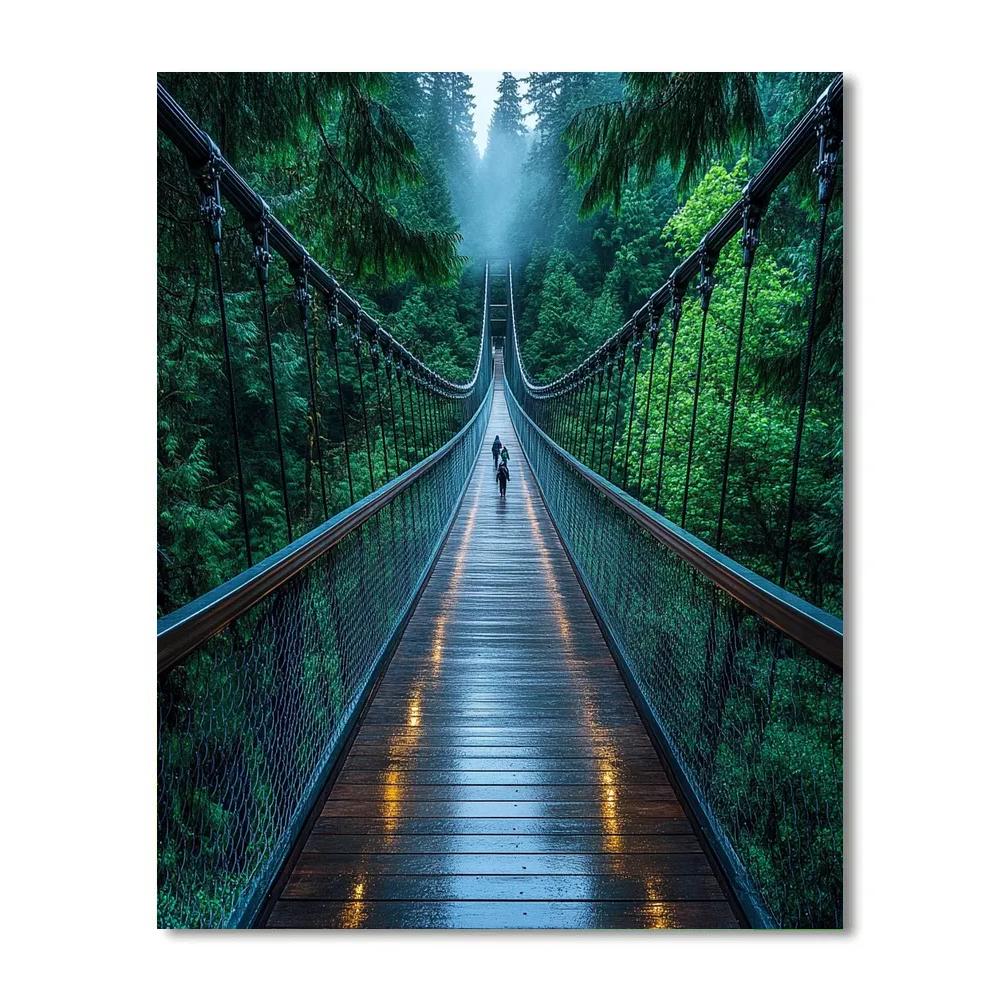 Capilano Suspension Bridge In Mist Vancouver Canada painting number kit