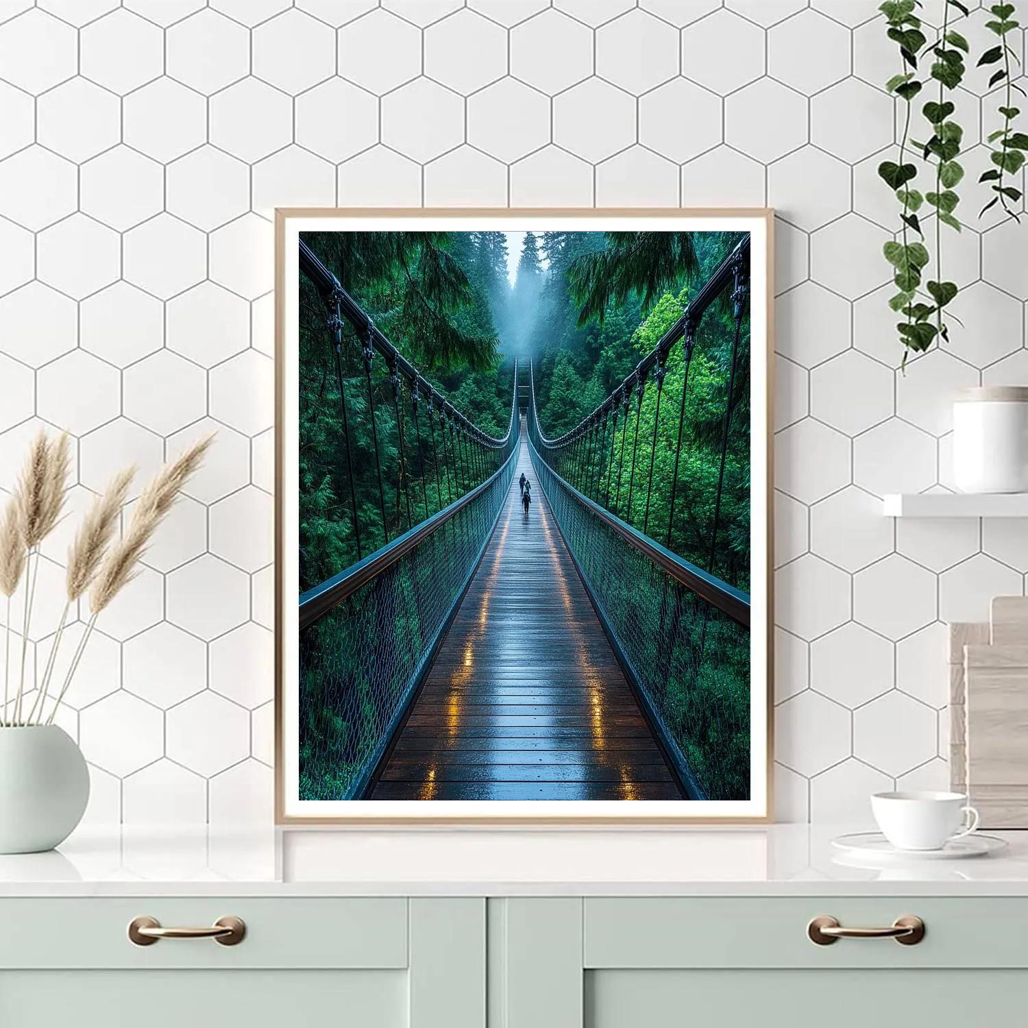 Capilano Suspension Bridge In Mist Vancouver Canada painting number kit