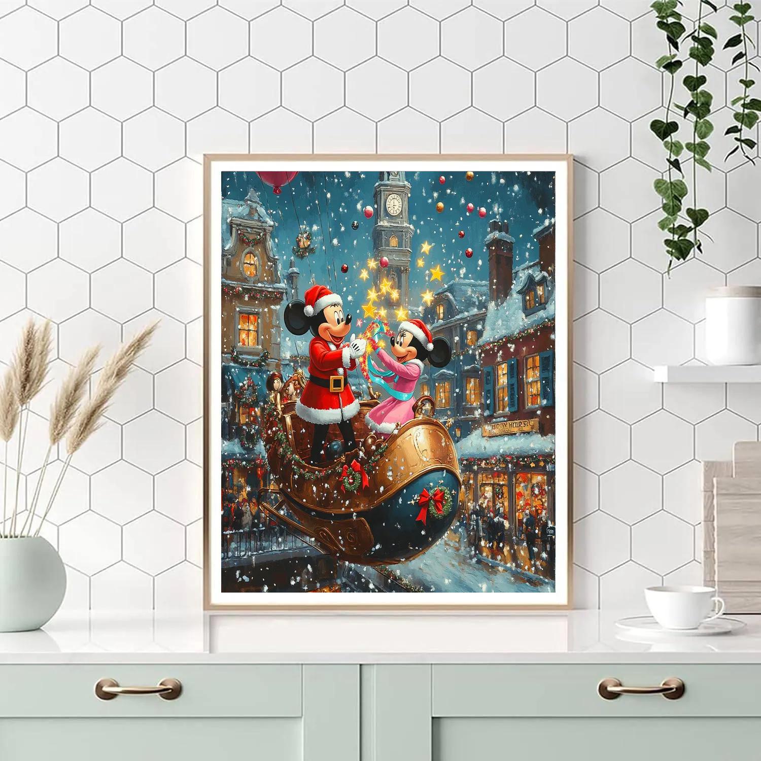 Mickey And Minnie Deliver Starlight Ornaments By Sleigh Airship paint by color