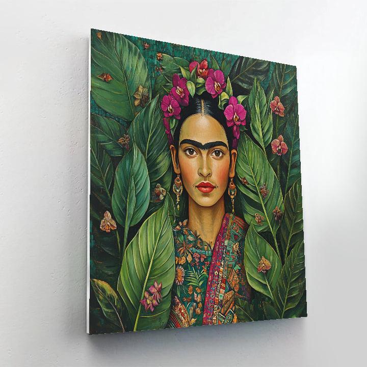 Frida Kahlo Inspired Botanical Self Portrait With Orchids paint by number