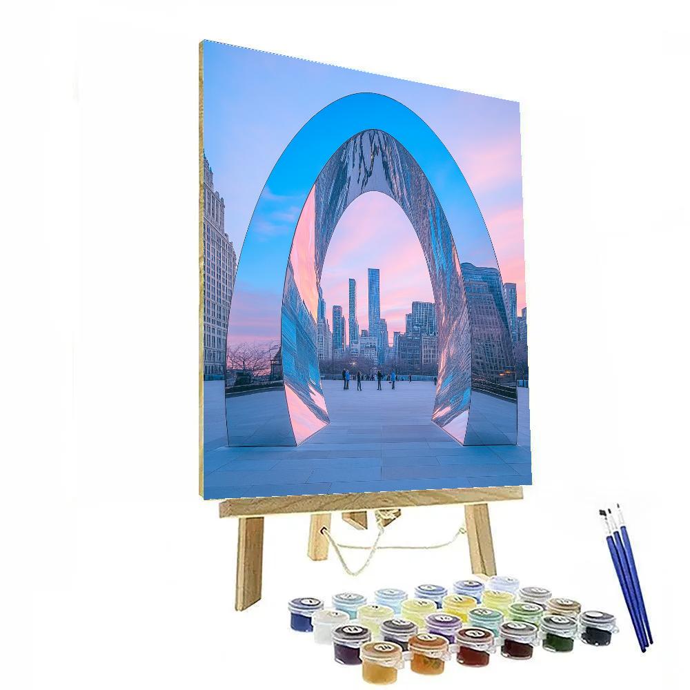 The Bean Cloud Gate Dawn Chicago United States painting number kit