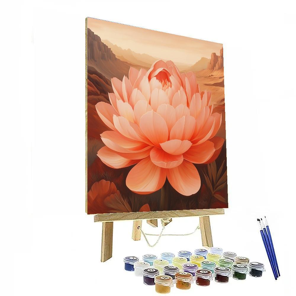 Georgia OKeeffe Inspired Desert Canyon And Single Bloom paint by color