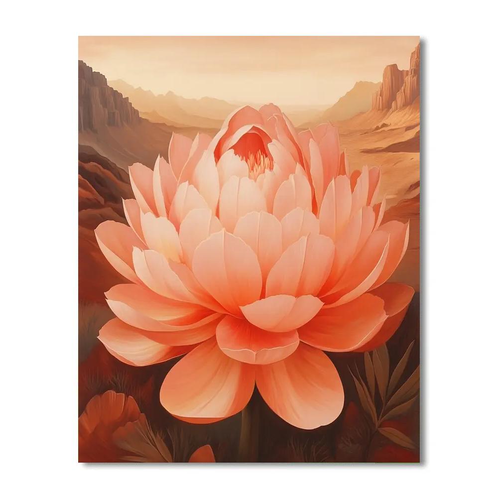 Georgia OKeeffe Inspired Desert Canyon And Single Bloom paint by color