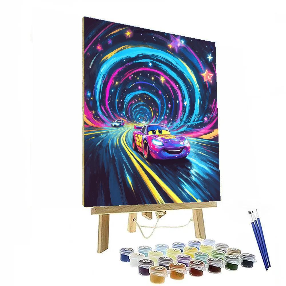 Lightning McQueen Neon Space Tunnel Race paint by numbers