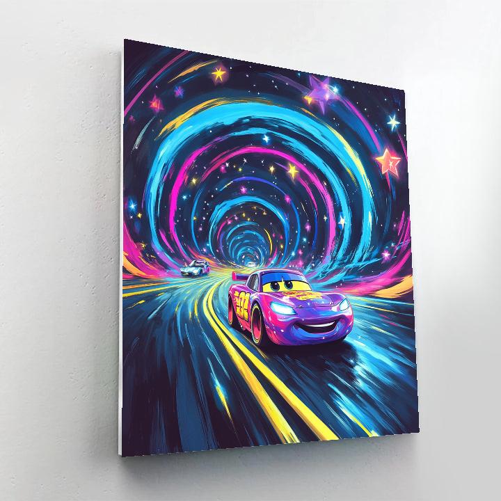 Lightning McQueen Neon Space Tunnel Race paint by numbers