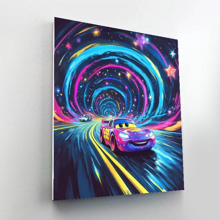 Lightning McQueen Neon Space Tunnel Race paint by numbers