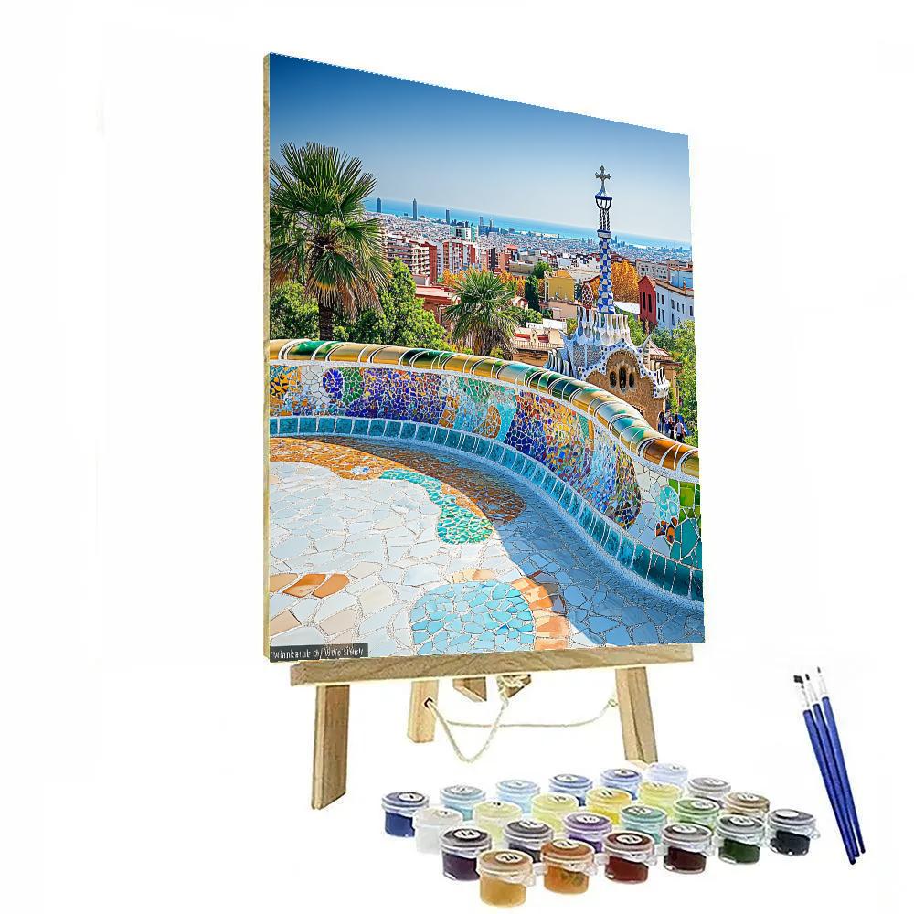 Park Guell Terraces On A Sunny Day Barcelona Spain Number painting