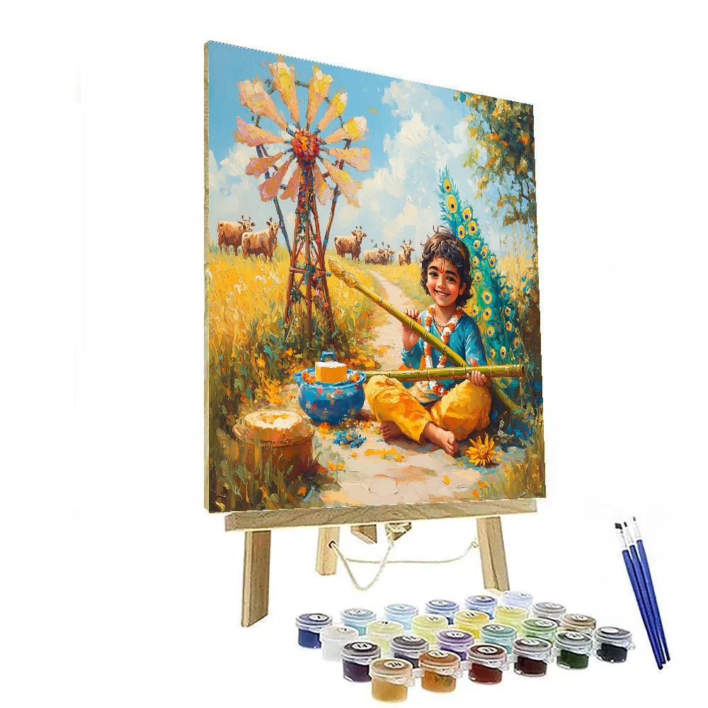Vrindavan Windmill Flute Workshop paint by number