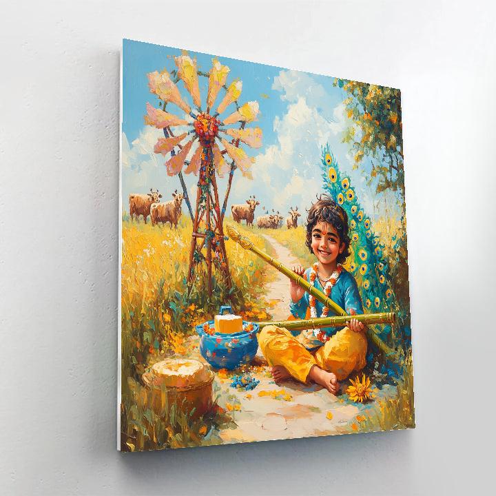 Vrindavan Windmill Flute Workshop paint by number